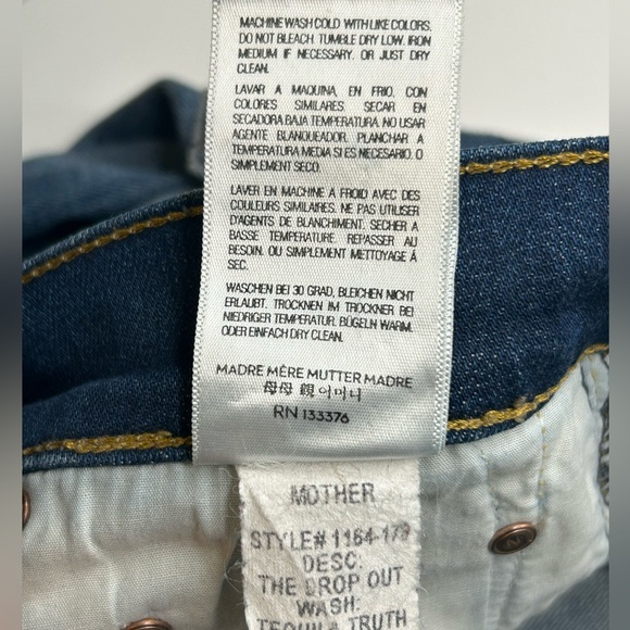 Mother The Dropout Jeans Size 25 Denim Blue Distressed Tequila Truth 31x26.5 - Picture 14 of 16